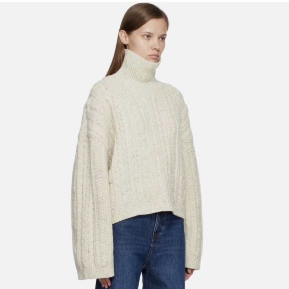 ★100% Authentic!! NWT Org.$810 TOTÊME Cable Knit Turtleneck Macadamia L★